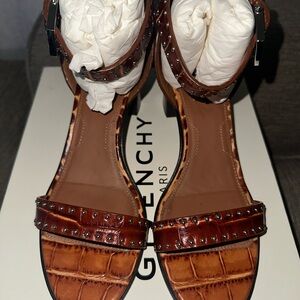 Givenchy Tan Croc-Embossed Heels with Studs